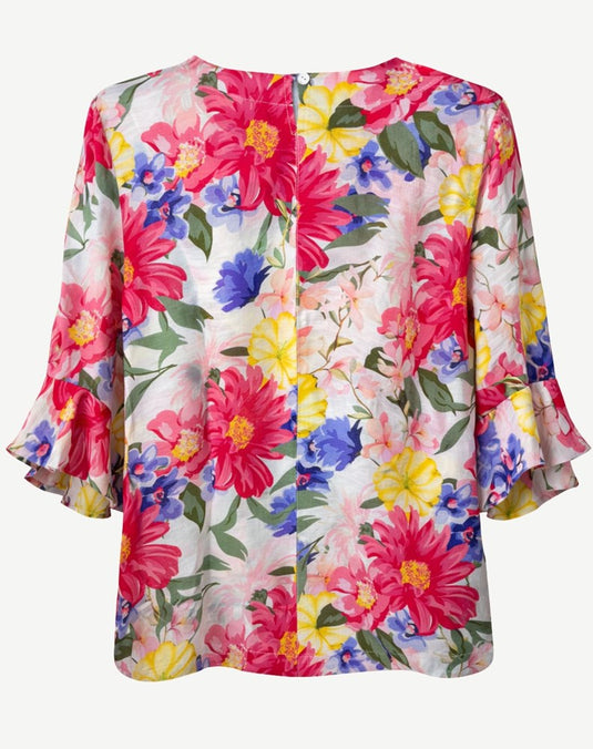 Corfu Womens Floral Tango Soft Print Blouse