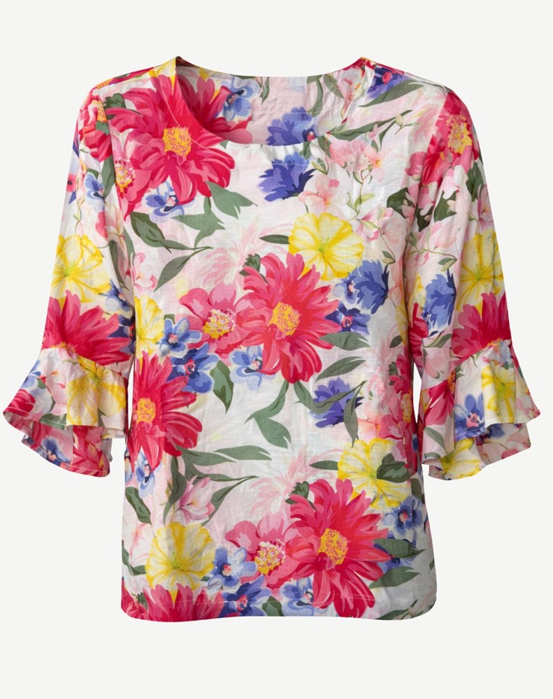 Load image into Gallery viewer, Corfu Womens Floral Tango Soft Print Blouse
