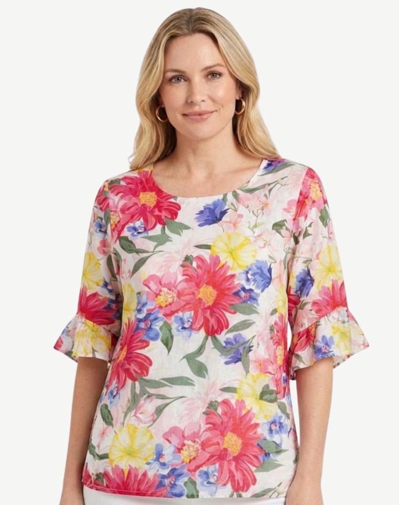 Load image into Gallery viewer, Corfu Womens Floral Tango Soft Print Blouse
