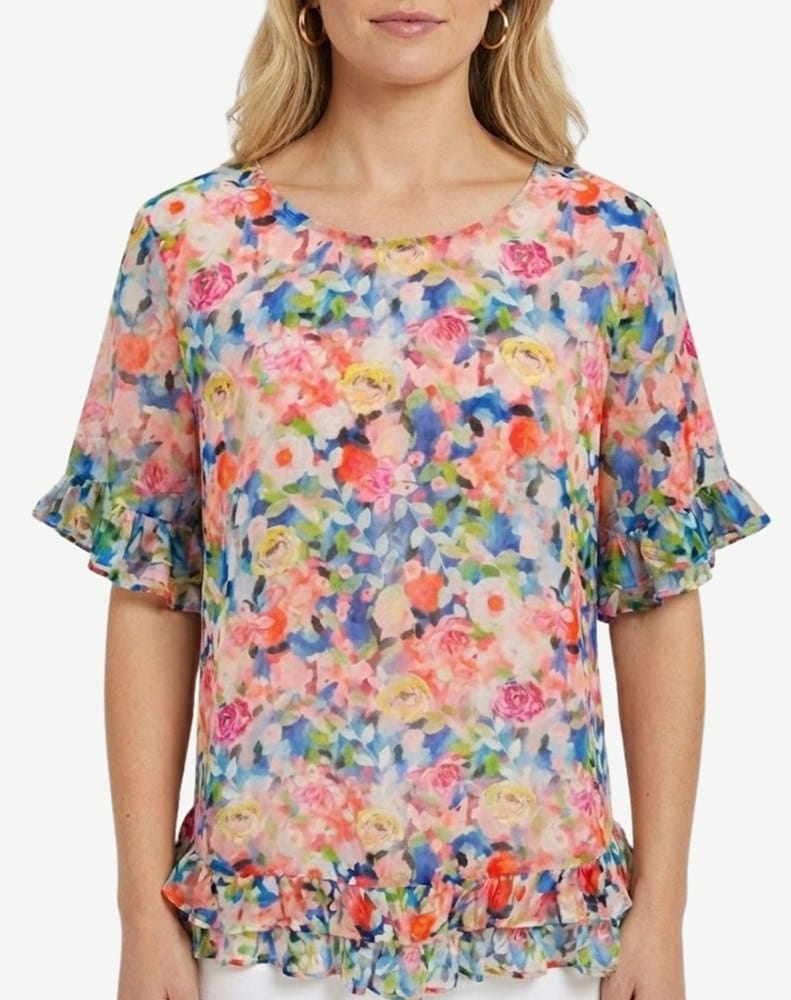 Load image into Gallery viewer, Corfu Womens Breezy Bloom Soft Print Blouse
