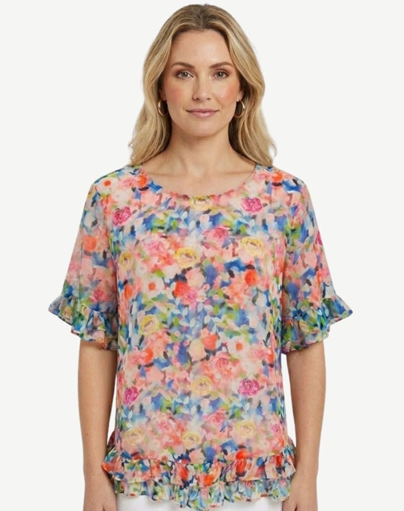Load image into Gallery viewer, Corfu Womens Breezy Bloom Soft Print Blouse
