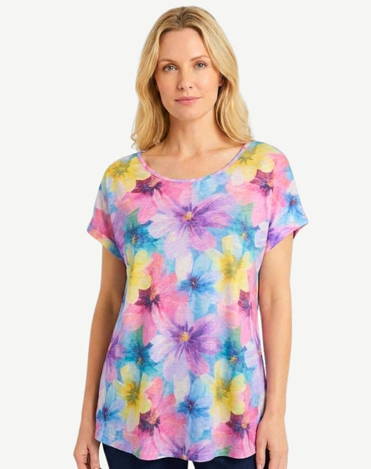 Corfu Womens Summer Burnout Print Top