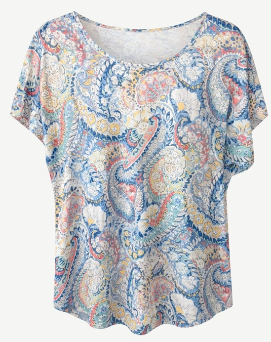 Corfu Womens Summer Burnout Print Top