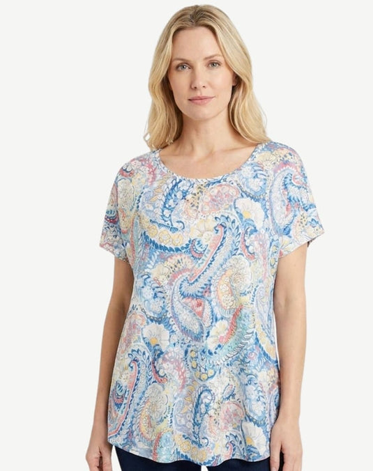 Corfu Womens Summer Burnout Print Top