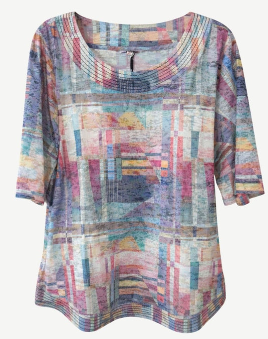 Corfu Womens Cotton Rich Burnout Jersey Top