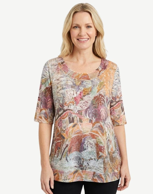 Corfu Womens Cotton Rich Burnout Jersey Top