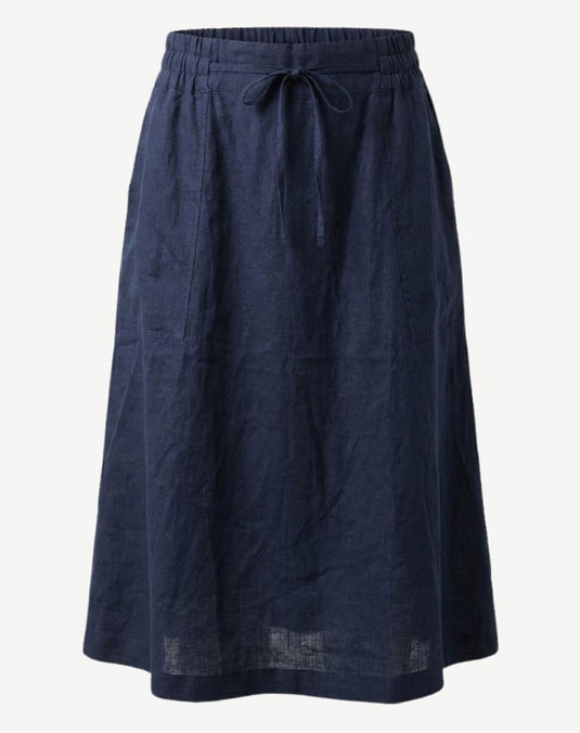 Corfu Womens Linen Breeze Skirt - Indigo