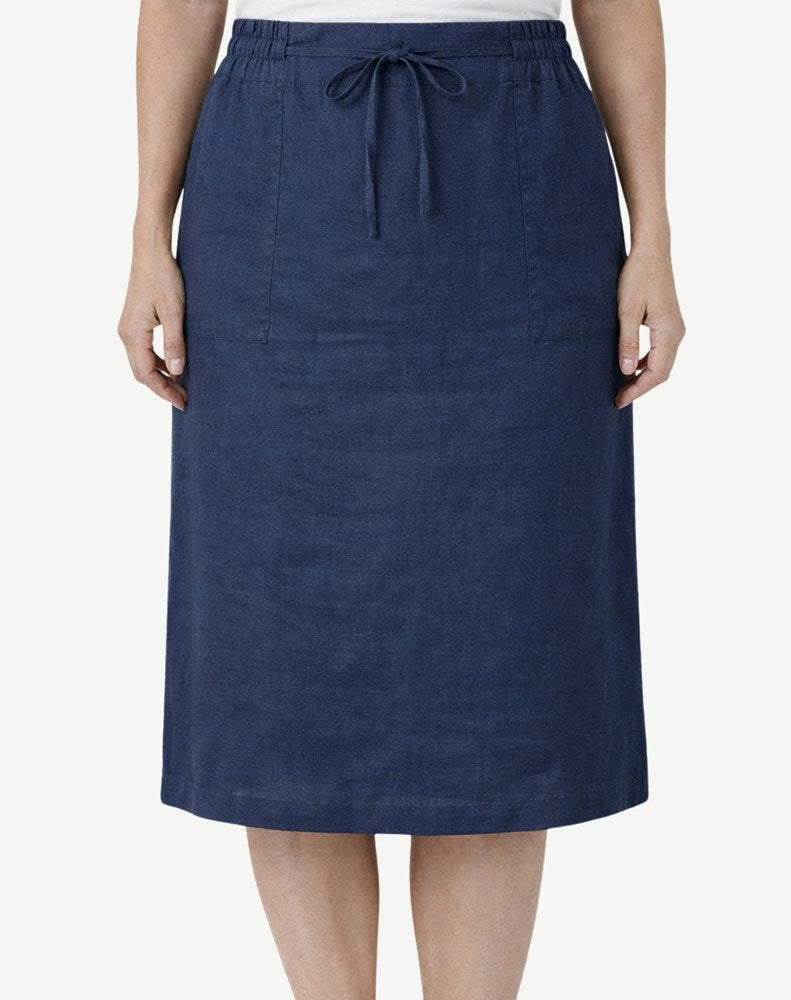 Load image into Gallery viewer, Corfu Womens Linen Breeze Skirt - Indigo
