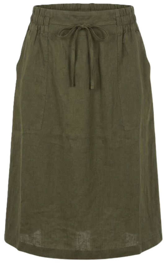 Corfu Womens Linen Breeze Skirt - Olive
