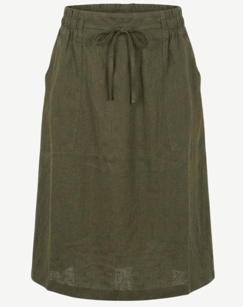 Load image into Gallery viewer, Corfu Womens Linen Breeze Skirt - Olive
