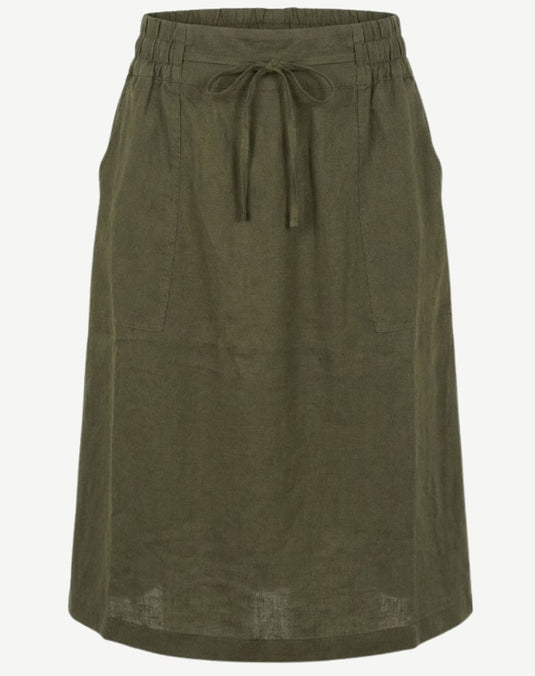 Corfu Womens Linen Breeze Skirt - Olive