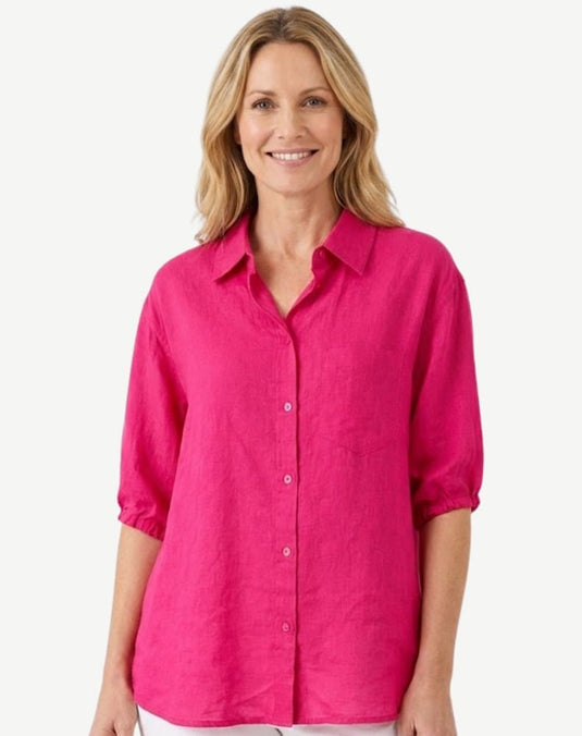 Corfu Womens Linen Button Shirt