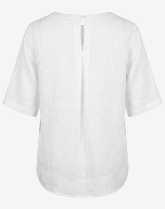 Corfu Womens Linen Breeze Blouse - White