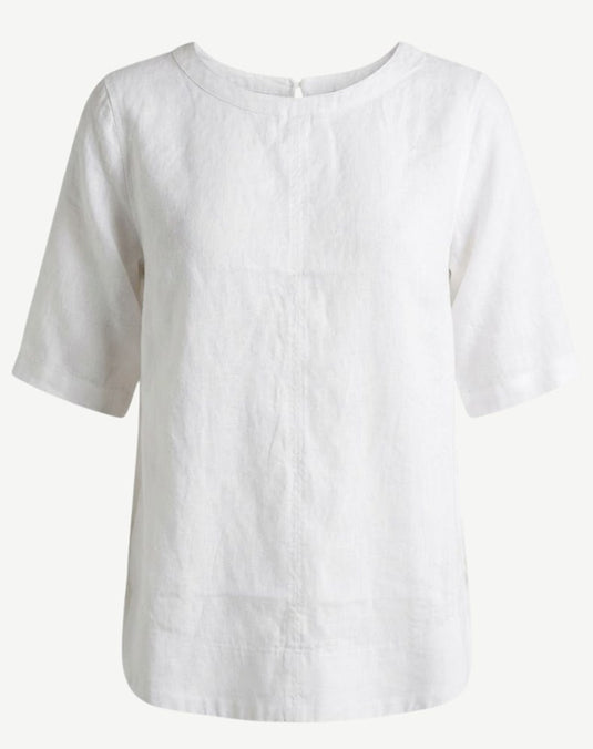 Corfu Womens Linen Breeze Blouse - White