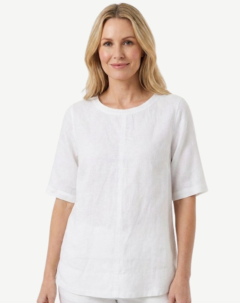 Load image into Gallery viewer, Corfu Womens Linen Breeze Blouse - White

