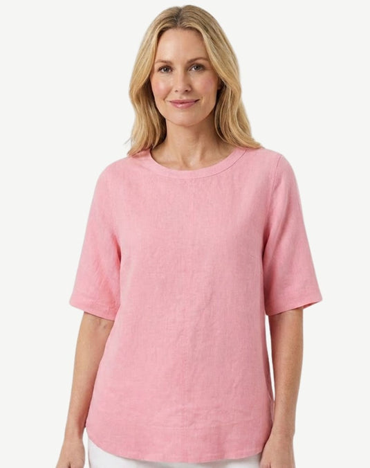 Corfu Womens Linen Breeze Blouse - Sakura