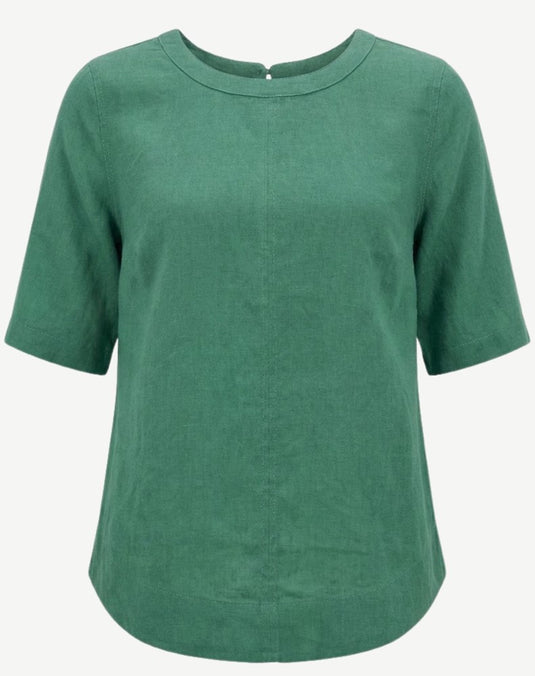 Corfu Womens Linen Breeze Blouse - Seafoam