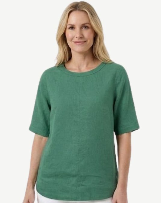 Corfu Womens Linen Breeze Blouse - Seafoam