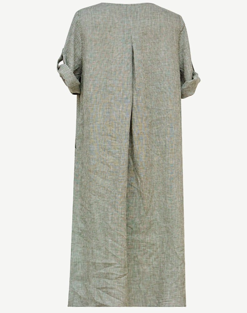 Load image into Gallery viewer, Corfu Womens Spring Moss Linen Short Sleeve Dress
