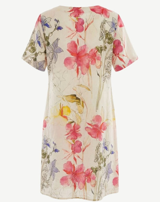 Corfu Womens Enchanted Floral Linen Midi Dress