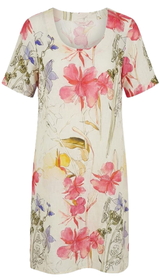 Corfu Womens Enchanted Floral Linen Midi Dress