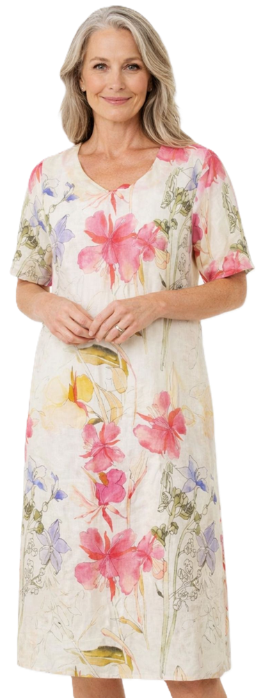 Load image into Gallery viewer, Corfu Womens Enchanted Floral Linen Midi Dress
