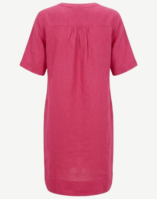 Corfu Womens Linen Breeze Dress - Berry