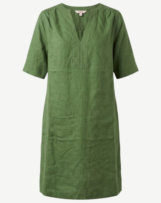 Corfu Womens Linen Breeze Dress - Fern