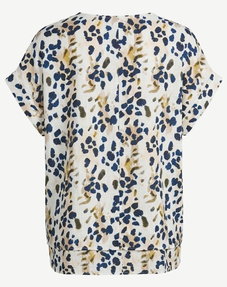 Load image into Gallery viewer, Corfu Womens Ink Leopard Button Front Layered Top
