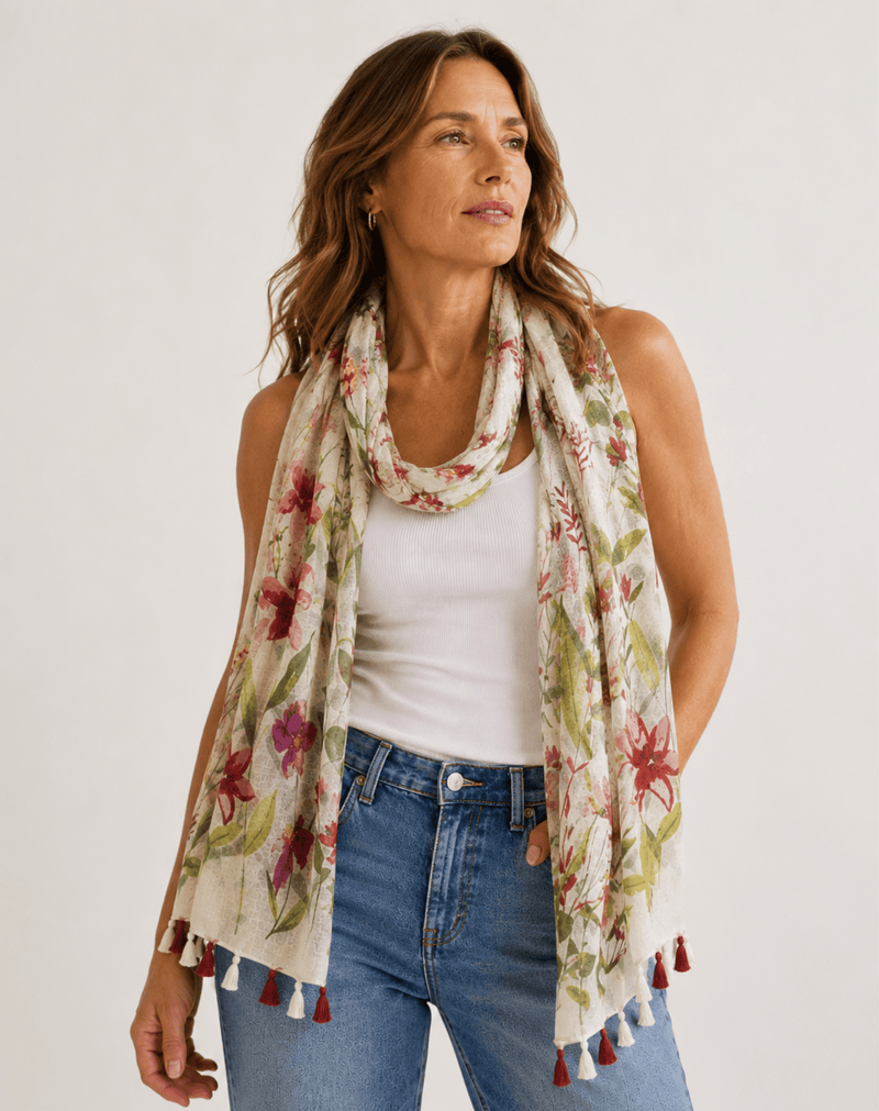 Load image into Gallery viewer, Corfu Womens Summer Scarf - Bloom Line
