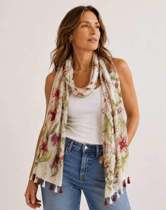 Corfu Womens Summer Scarf - Bloom Line