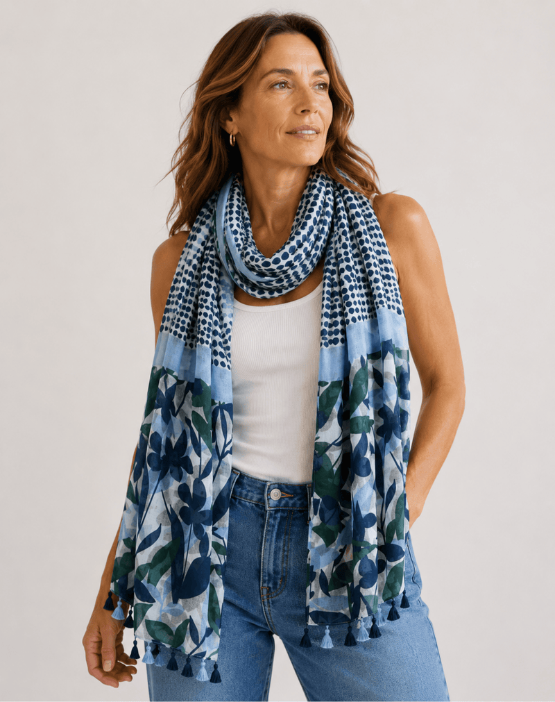Load image into Gallery viewer, Corfu Womens Summer Scarf - Bluebell

