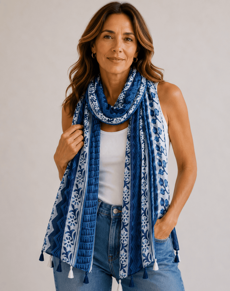 Load image into Gallery viewer, Corfu Womens Summer Scarf - Navy Nexus
