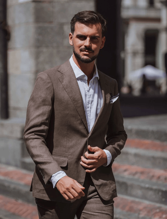 Load image into Gallery viewer, Boston Mens Turin Brown French Linen Tailored Jacket
