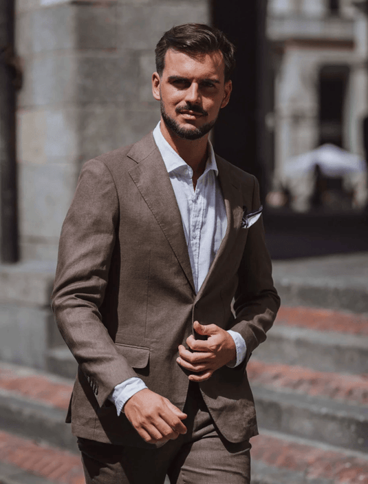 Boston Mens Turin Brown French Linen Tailored Jacket