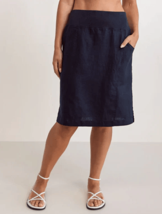 See Saw Womens 100% Linen Rib Waist Skirt