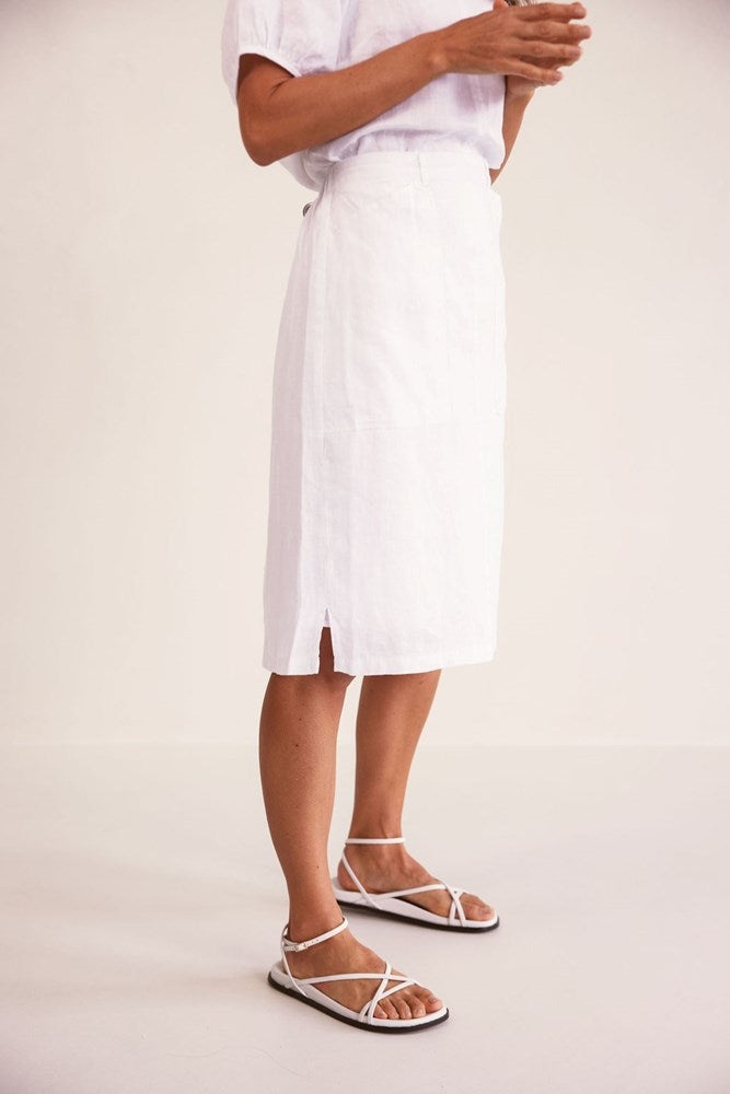 Load image into Gallery viewer, See Saw Womens 100% Linen Rib Waist Skirt - White
