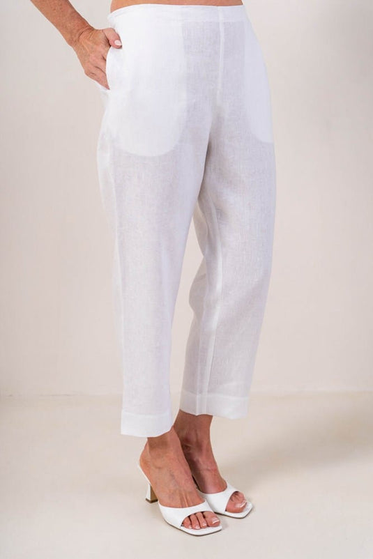 See Saw Womens 100% Linen 7/8 Flat Front Pant