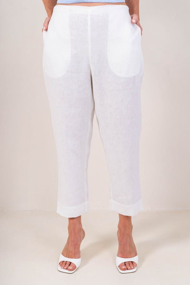 Load image into Gallery viewer, See Saw Womens 100% Linen 7/8 Flat Front Pant
