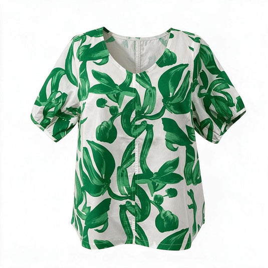 See Saw Womens Emerald Garden V Neck Swing Top