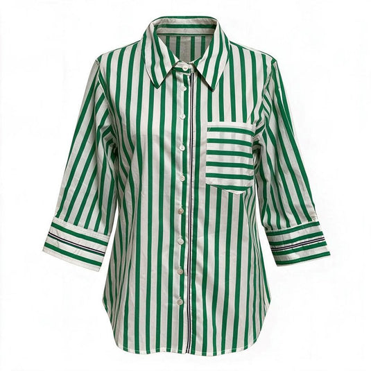 See Saw Womens Green/White Stripe Shirt