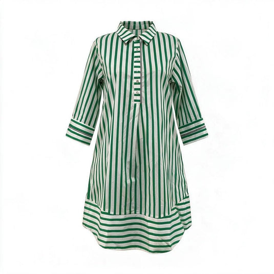 See Saw Womens Green/White Stripe Shirt Dress