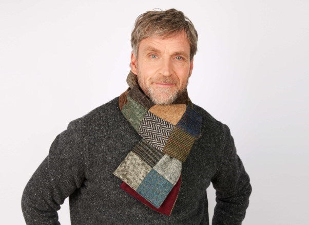 Load image into Gallery viewer, Hanna Hats Scarf Patchwork Tweed / Corduroy
