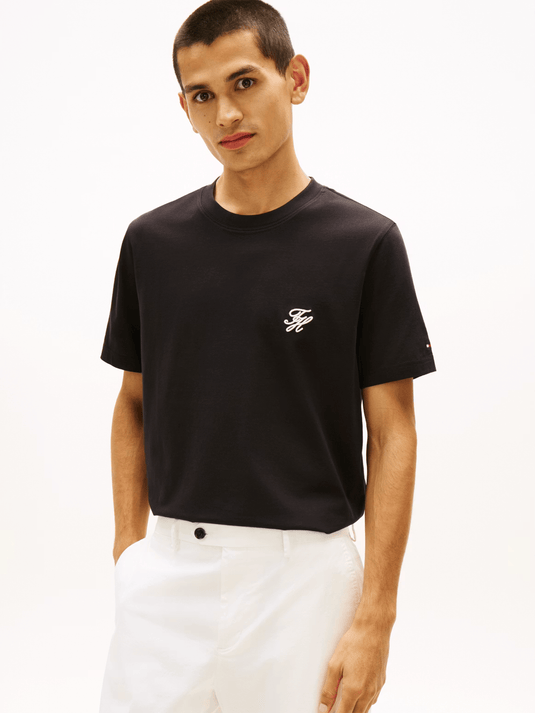 Tommy Hilfiger Mens Script Monogram Swimshop Tee - Black