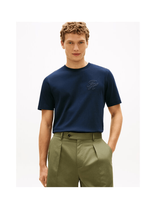 Tommy Hilfiger Mens Script Light Interlock Tee - Desert Sky