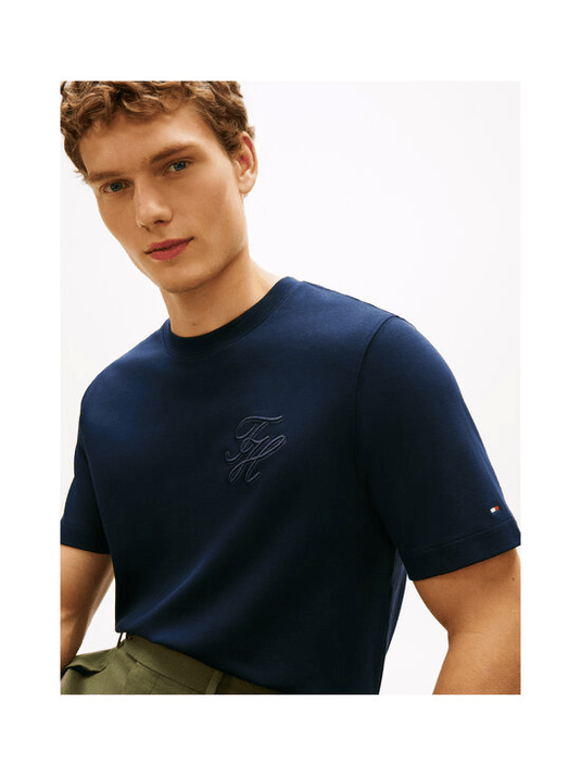 Tommy Hilfiger Mens Script Light Interlock Tee - Desert Sky