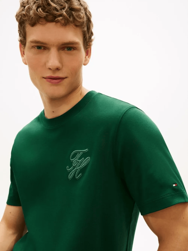 Load image into Gallery viewer, Tommy Hilfiger Mens Script Light Interlock Tee - Nocturnal Green
