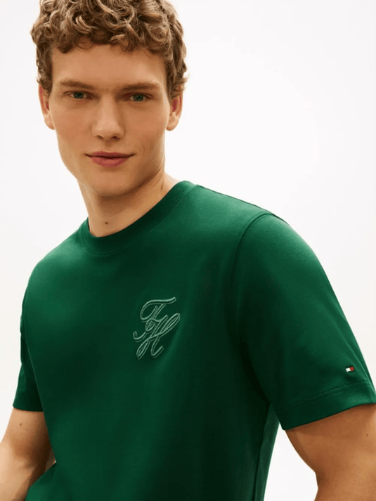 Tommy Hilfiger Mens Script Light Interlock Tee - Nocturnal Green
