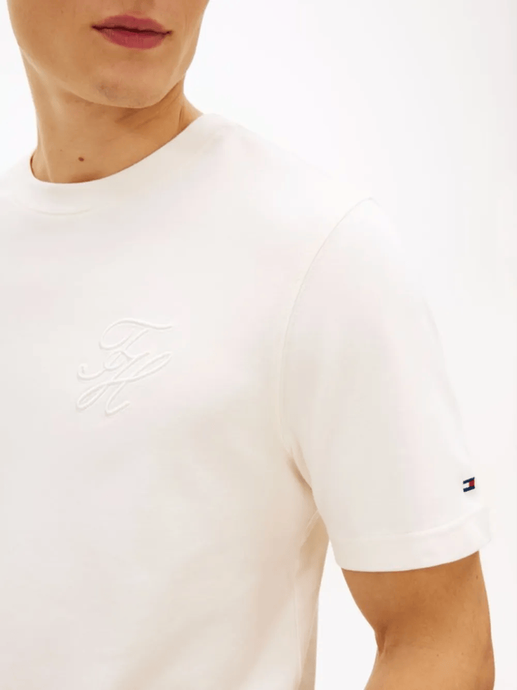 Load image into Gallery viewer, Tommy Hilfiger Mens Script Light Interlock Tee - Ivory Petal
