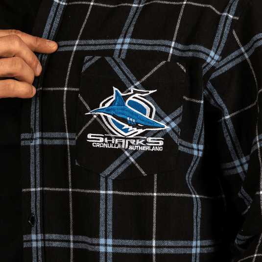 NRL Mens 'Mustang' Flannel Shirt - Sharks